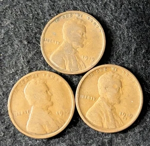 1919 P D S Lincoln Wheat Pennies- Free Shipping #4 - Picture 1 of 2