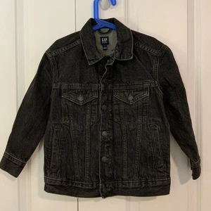 Gap Kids Black Denim Button Front Cotton Jacket XS Youth Unisex New - Picture 1 of 9