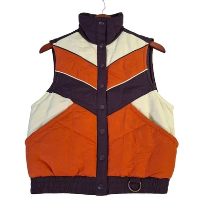 Chaleco Anna Sui X Target para mujer XS naranja crema púrpura Chevron acolchado a presión Foto 1 de 4