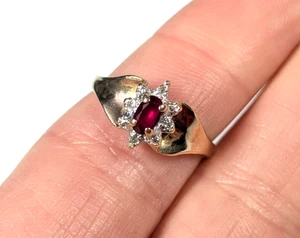 Vtg THL 10k Yellow Gold Oval Cut Ruby Topaz Garnet Ring Sz 6.75 July Birthday 2g - Picture 1 of 16