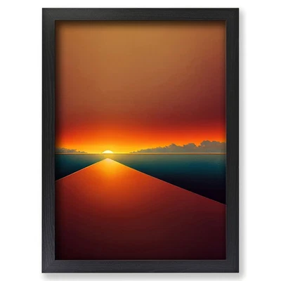 Framed Cool Abstract Sunset Wall Art Canvas Print Poster Picture, Home Decor - Image 1 of 4