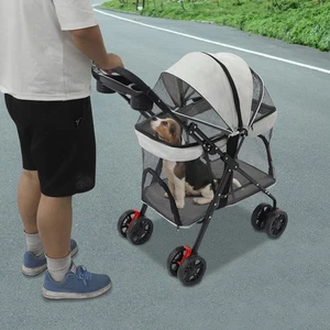 Klappbar Hundebuggy Faltbarer Haustierwagen Mit Räder Hundetrolley 12kg/26.46lbs - Bild 1 von 21