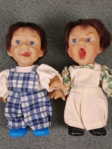 Vintage Expression Dolls 2 Gloobee GIGO Palm Pals Creepy Rude Dolls Ugly Scary - Bild 1 von 5