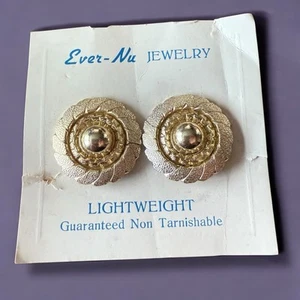 Pendientes Clip Mediados de Siglo Ligeros NOS Tono Dorado Alemania Occidental Retro Glamour - Imagen 1 de 12