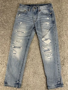 American Eagle Slim Straight Distressed helle Waschung Herrenjeans 28 x 28 100 % Baumwolle - Bild 1 von 8