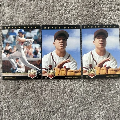 1992 Upper Deck Mike Piazza and 2 Chipper Jones Rookie Cards Baseball  HOF - Image 1 of 4