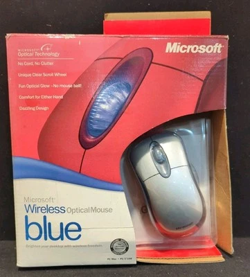 Microsoft Wireless Optical Mouse Blue K80-00004 USB PS/2 Win/Mac Open Box D5 - Image 1 of 4