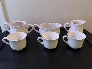 Vintage Japanese Federalist Ironstone Tea Cups Coffee Mugs Gravy Boat Set of 6 - Picture 1 of 18