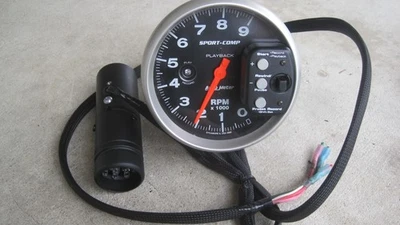 Autometer Sport-Comp 5 inch 9000 RPM Tachometer w/ RPM Playback led shift lite - Image 1 of 4