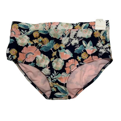 Изюм плюс размер 22 Вт галстук назад высоты бикини низ темно-синий цветочный новый с Ярлыками - Изображение 1 из 4