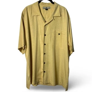 Tommy Bahama Silk Shirt Embroidered Hula Girl Back Yellow Sz. L - Picture 1 of 8