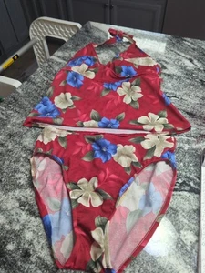 Traje Tankini Havana Jack's 2 Piezas Traje de Baño Rojo Flores Hawaianas Traje de Baño - Imagen 1 de 6
