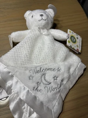 Маленький я белый плюшевый медведь уютное одеяло с погремушкой новый с ярлыками - Изображение 1 из 4