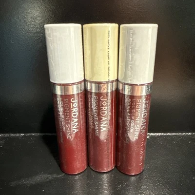 Lote de 3 Lápiz Labial Líquido Color Labial Jordana Pigment Shine 08 Plumtastic 0.07 OZ Foto 1 de 3