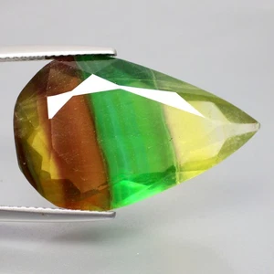 23.17 Ct Bi-Color Flourite Cheerful (25 x 16 mm) 100% Natural Pear Cut Gemstones - Picture 1 of 7