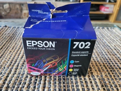 Paquete combinado de cartuchos de tinta originales Epson 702 DURABrite CMYK, caducado Caja abierta 6/2028 Foto 1 de 2