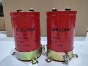 COPPIA DI CONDENSATORI ELETTROLITICI PER USO AUDIO 10.000 UF - 100 V - USATI - Foto 1 di 8