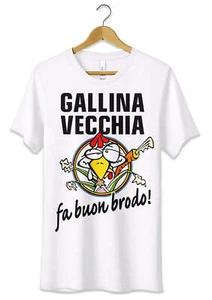 T-Shirt Maglietta Gallina Vecchia Fa Buon Brodo Tshirt Regalo Mamma Nonna - Picture 1 of 3