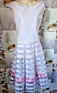 Ted Baker Teimah off Shoulder Top & Niica Window Box Pink Skirt Set Size 3 UK 12 - Picture 1 of 5