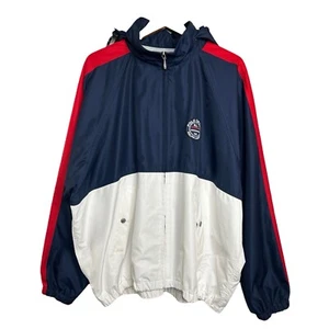 Vintage 90s Ralph Lauren Polo Sport Jacket Mens XL Blue White Red Spell Out - Picture 1 of 13