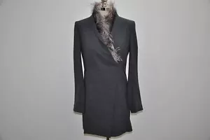 Brunello Cucinelli Made in Italy Ostrich Feather Fur Wool Blend Jacket Coat - Picture 1 of 7