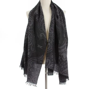 Kiton NWT 100% Cashmere Whimsical Scarf in Gray & Black Made in Italy - Picture 1 of 6
