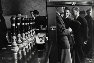 1950s Vintage HENRI CARTIER-BRESSON English Pub Men Beer Taps Bar Photo Gravure - Picture 1 of 1