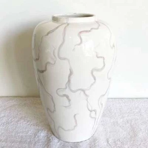Italian Postmodern Cream With Colored Streak Vase - Picture 1 of 5