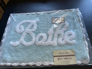B. Smith Park Metro Farmhouse "Bathe" BATH RUG 24" x 17" Aquamarine & White NEW - Picture 1 of 13