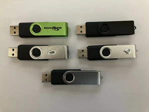 Job Lot 4GB x 5 Generic Swivel/Rotor USB 2.0 Flash Drive Memory Sticks #1 - Afbeelding 1 van 1