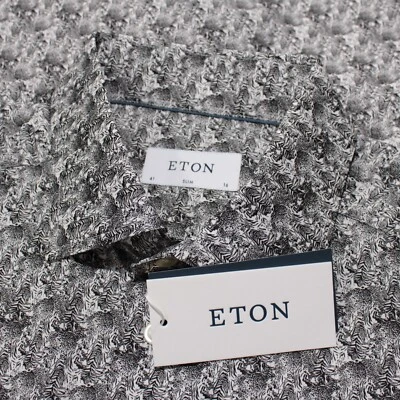 Camisa de vestir Eton nueva con etiquetas talla 41 16 calce ajustado en negro/blanco estampado abstracto de cebra Foto 1 de 4