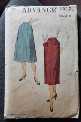 Advance Sewing Pattern 5912 Miss Skirts Size 2" Waist VTG 50s - Image 1 of 2