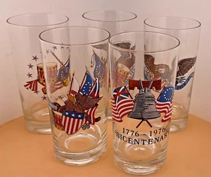 5 - West Virginia Glass Early American Bicentennial tumblers 12oz  with gold rim - Picture 1 of 3