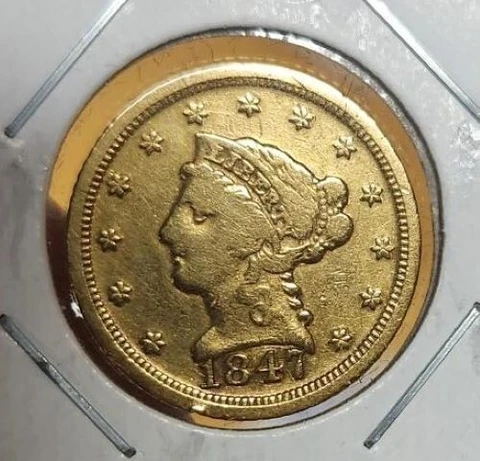 1847-D LIBERTY HEAD QUARTER EAGLE $2.50 DOLLAR GOLD COIN DAHLONEGA MINT RARE DAT Cover