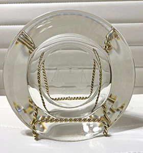 Libra Trinket Dish, Etched Clear Glass 6.5" Diameter 1lb. 11oz. - Picture 1 of 4