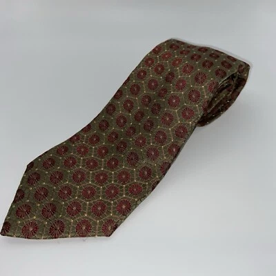 Corbata XMI Umbría Vintage Toda Seda Italiana Hecha en EE. UU. Verde Rojo Oro Flores Foto 1 de 4