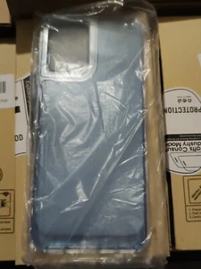 Motorola E13 Clear And Blue Hardback Case With 1 Screen Protectors - Picture 1 of 3
