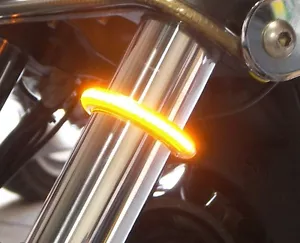 LED 43mm Fork Turn Signal Kit w/ Smoked Lens for Harley Victory Honda Yamaha ALL - Picture 1 of 10
