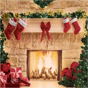 Christmas Cardboard Fireplace Prop- 3D Artificial Red Brick Cardboard Firepla... - Picture 1 of 6