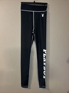 Playboy Missguided - Black - Bunny - Yoga Pants Leggings Size 0 - UK 4 - F27 - Picture 1 of 3