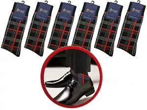 1-3-6 Dress Socks RED Plaid Stripes TRUE TO SIZE FIRST QUALITY COTTON SOCKS - Picture 1 of 9