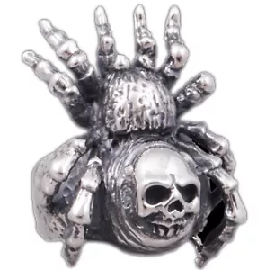 23g großer klobiger großer Spinne Tarantel Biker Schädel 925 Sterlingsilber Herrenring - Bild 1 von 12