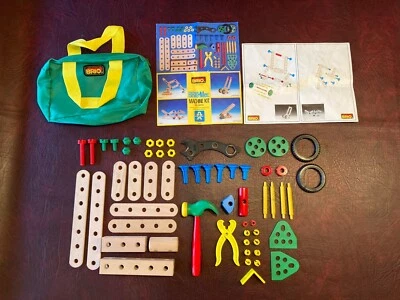Brio Mec Machine Kit 60 Pieces Vintage Wood Building Toys Case Tools Partial - Image 1 of 4
