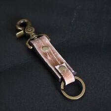 Aged Leather Keychain Clip on. Handmade Key Fob.  Light Brown