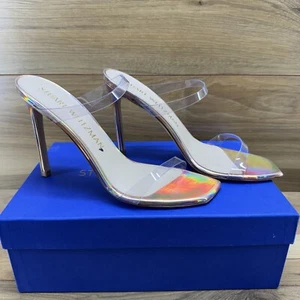 Stuart Weitzman Heels Size 10 Aleena 100 Clear Rose Hologram Specchio - Picture 1 of 10