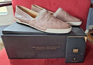 FRYE Melanie Leather Slip on Sneaker Shoe Women's Size 7.5 Grey Brown Flats - Picture 1 of 9