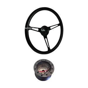 SAAS Classic Black Polished Slotted Steering Wheel 380mm Falcon XR XT Boss Kit - Bild 1 von 7