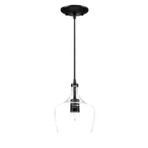 Hukoro Alfa 60-W 1-Light Dark Bronze Mini Pendant Light with Clear Glass Shade - Picture 1 of 4