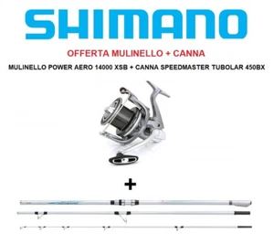 CANNA SHIMANO SPEEDMASTER TUBOLAR 450BX + MULINELLO POWER AERO 14000 XSB - Foto 1 di 7