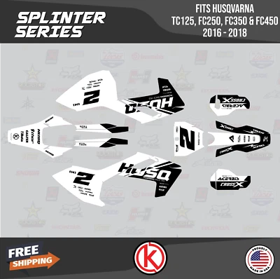 Kit de gráficos para Husqvarna TC125 FC250 FC350 FC450 2016-2018 astilla - blanco Foto 1 de 4